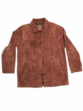 Brandon Thomas Plum Suede Leather Shirt Jacket Size L